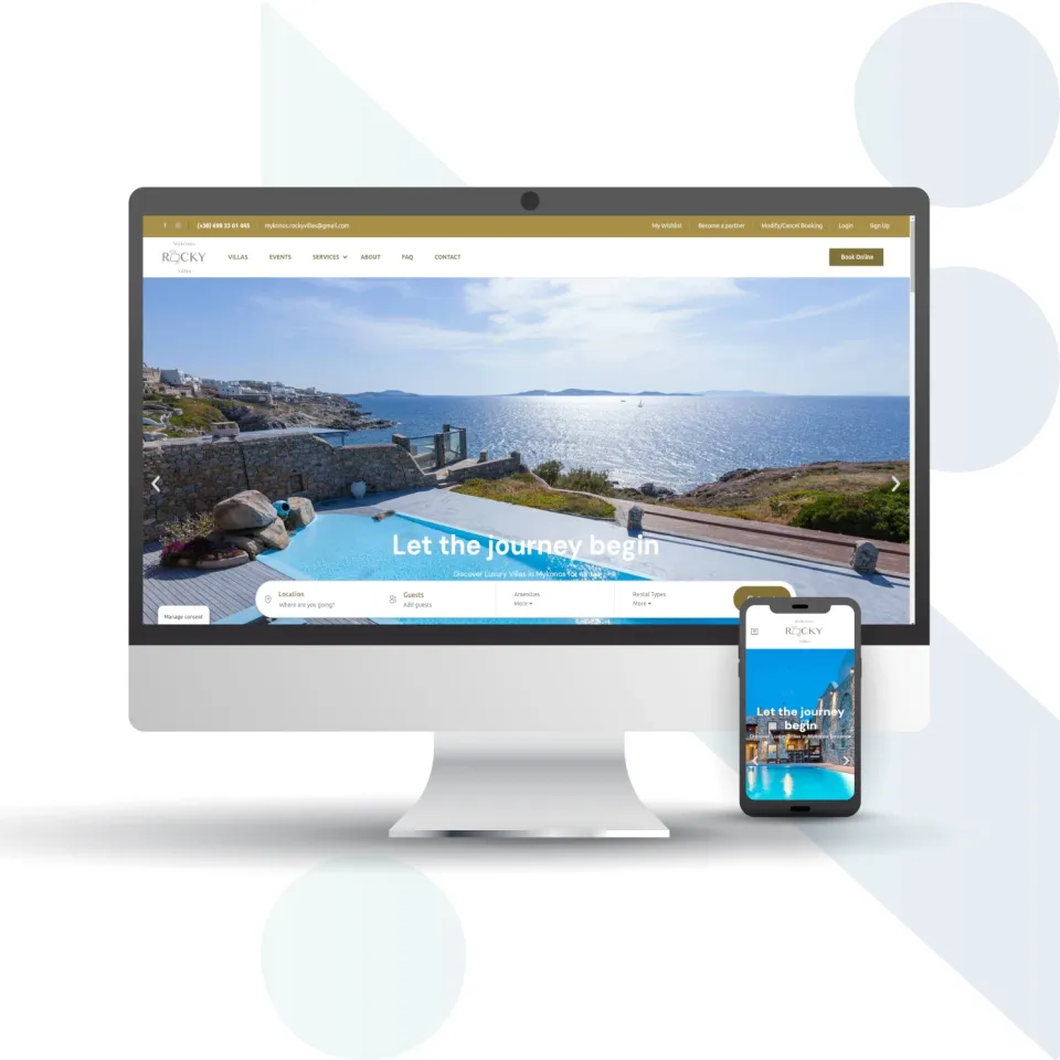 Κατασκευή ιστοσελίδας booking Mykonos Rocky Villas - Web Nectus
