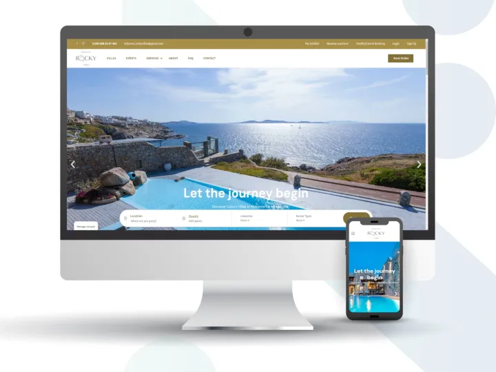Κατασκευή ιστοσελίδας booking Mykonos Rocky Villas - Web Nectus